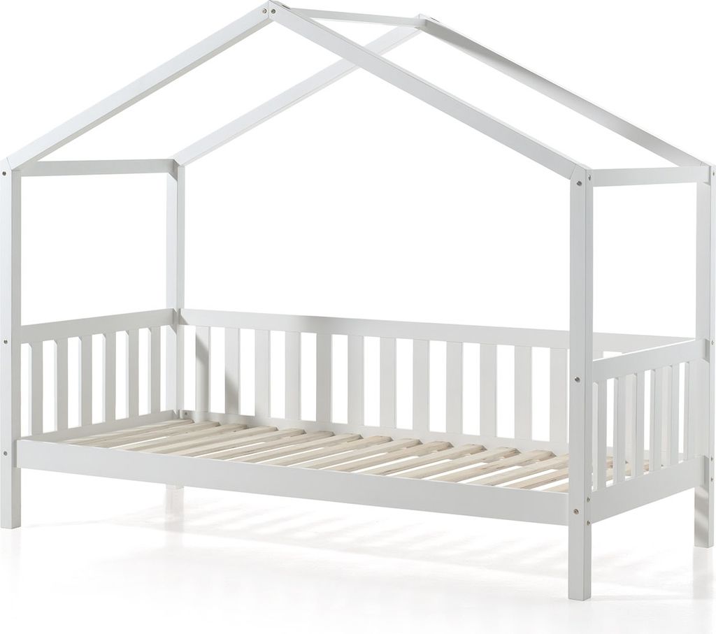 Hausbett >DALLAS< in Weiß aus Massive Kiefer - 210x170x97cm (BxHxT)