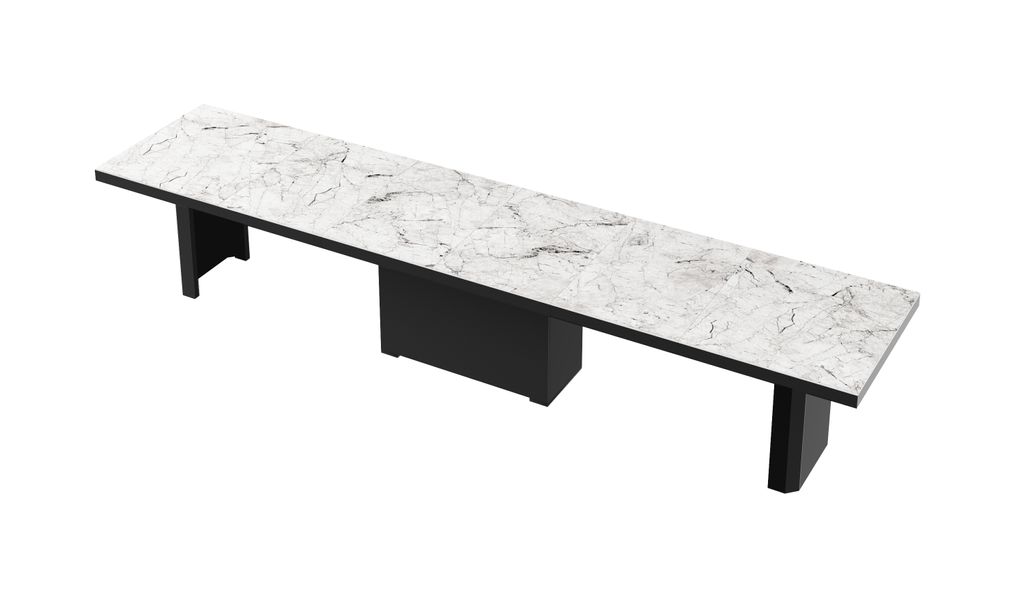 Design Esstisch Tisch HE-444 Marmor - Schwarz Hochglanz XXL ausziehbar 160 bis 412 cm