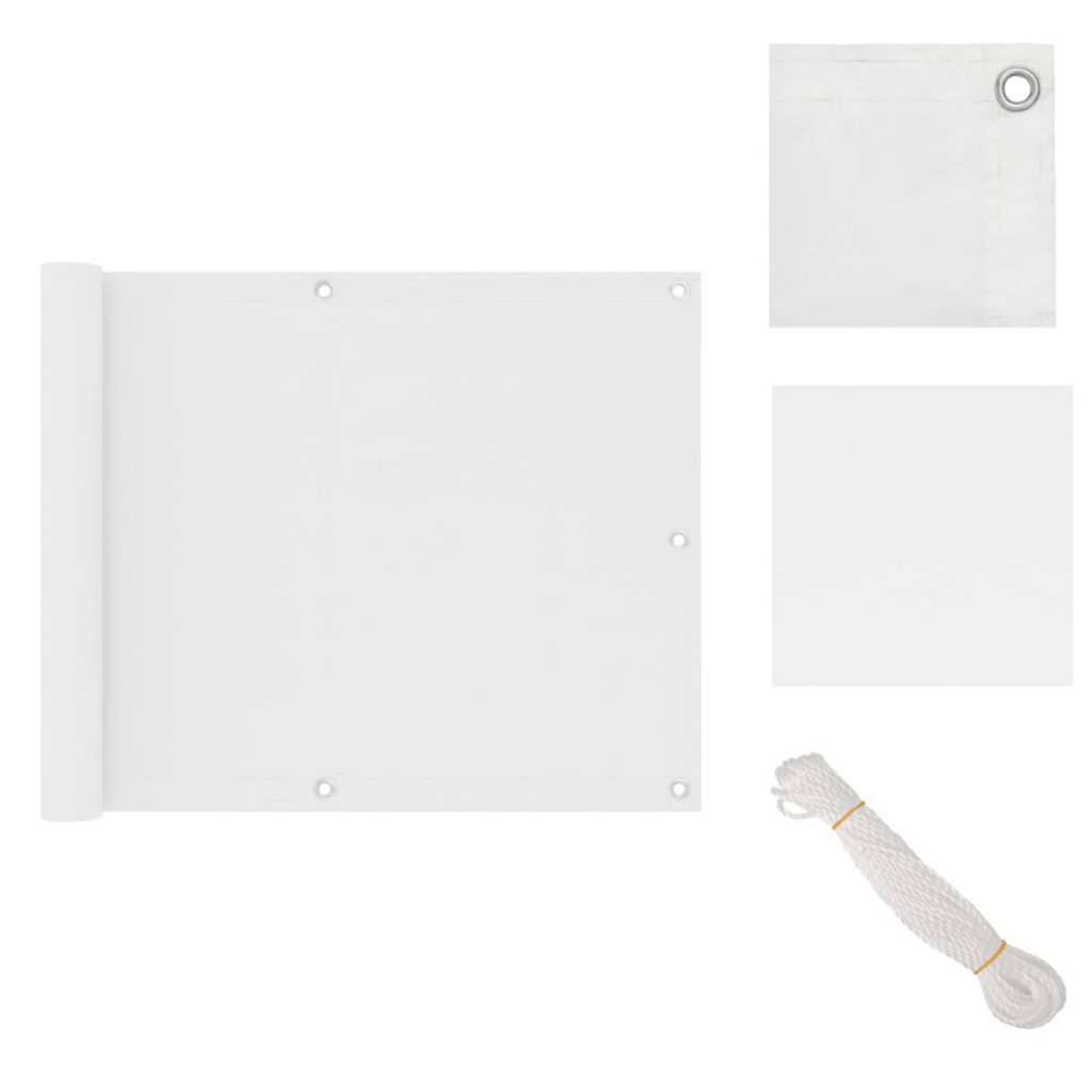 vidaXL Balkon-Sichtschutz Weiß 75x400 cm Oxford-Gewebe - Sonnenschirme & Sonnenschutze