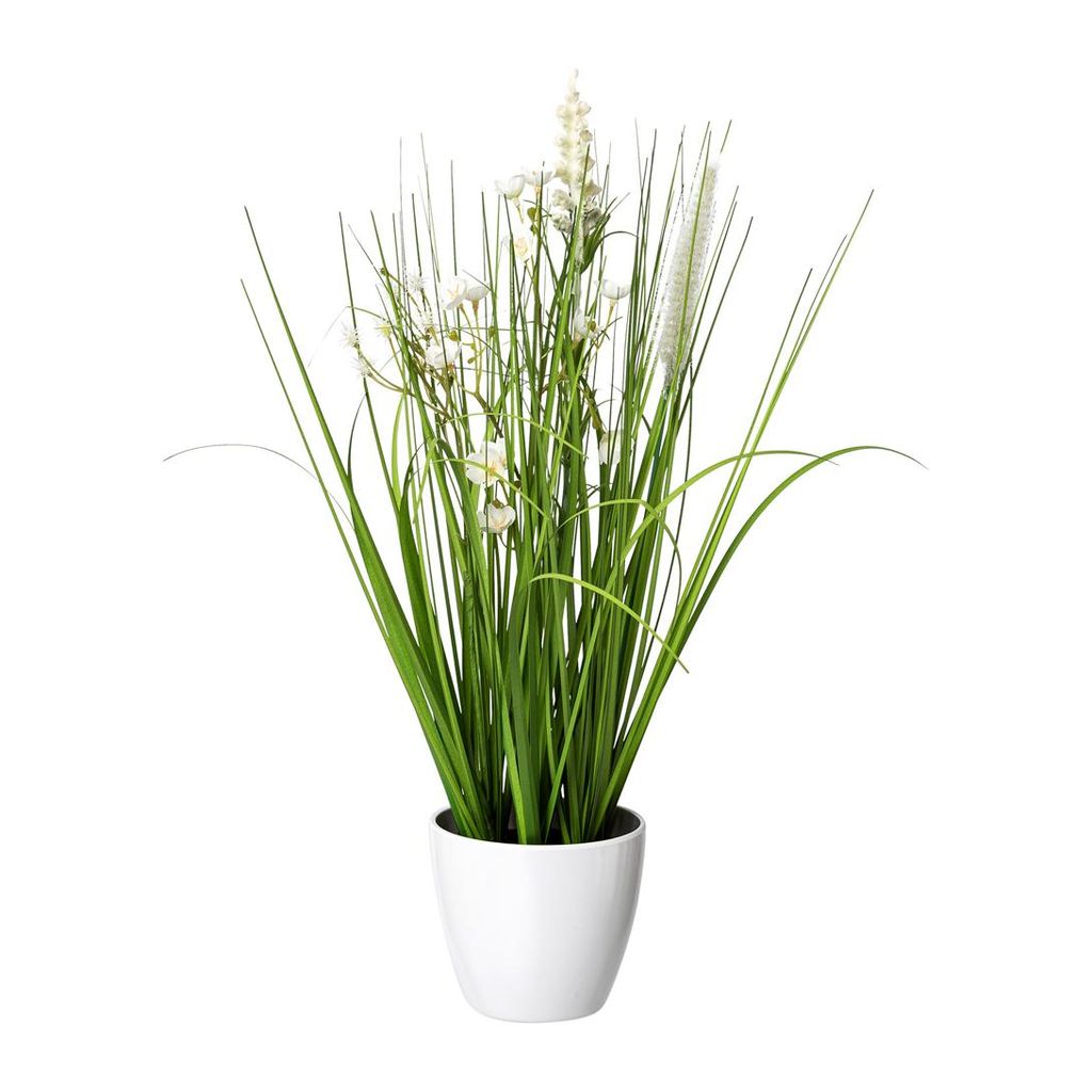 CREATIV green künstlicher Blüten-Gras-Mix im Topf 41cm, Produktbild 