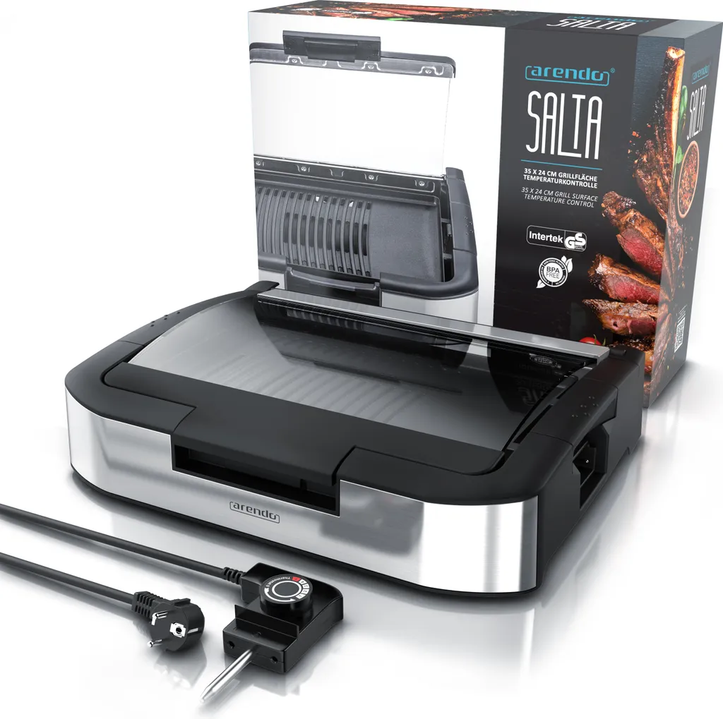 Barbecue Électrique de Table avec Couvercle pour Cuisson Intérieur et Extérieur - 6