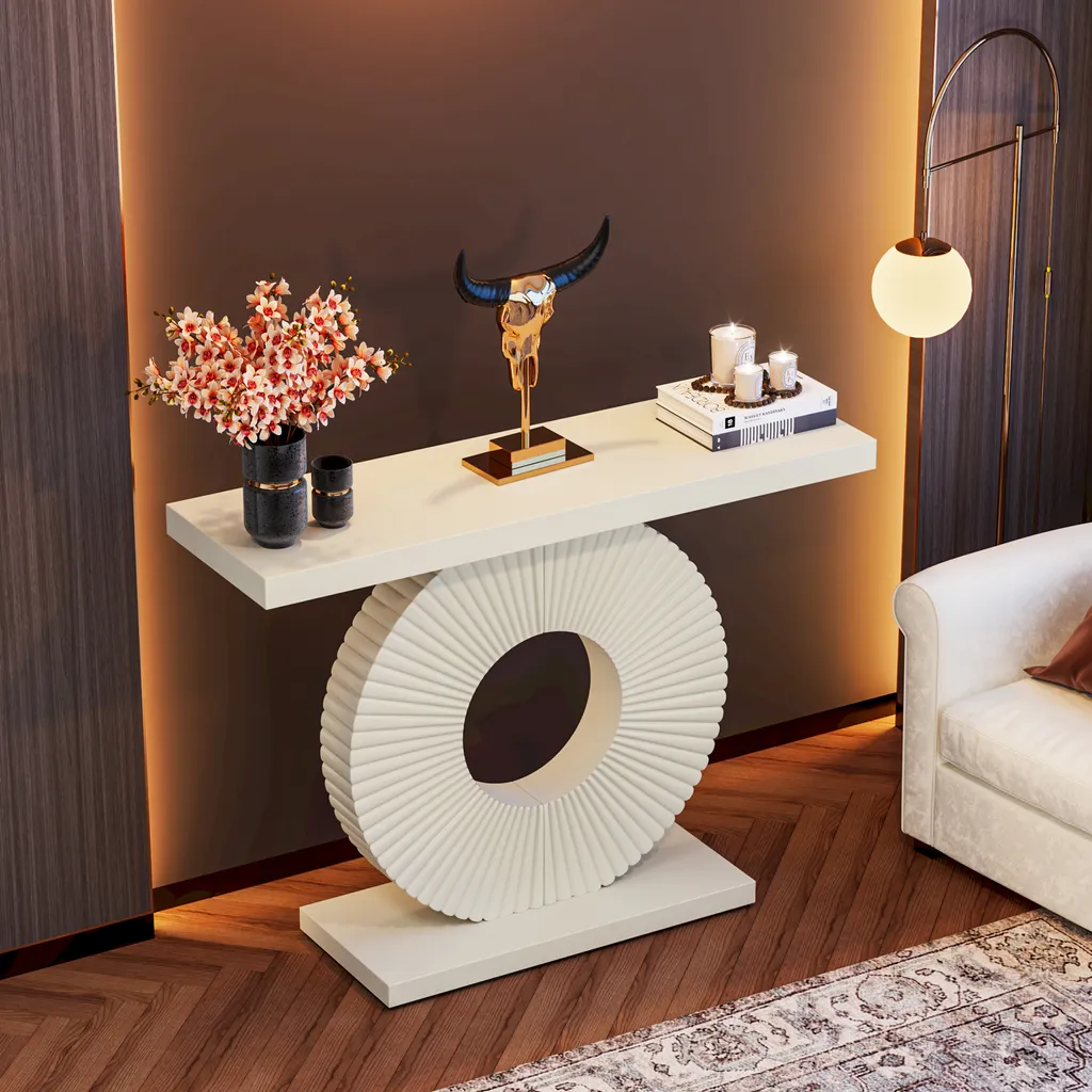 Table console moderne Tribesigns de 100 cm avec piétement géométrique