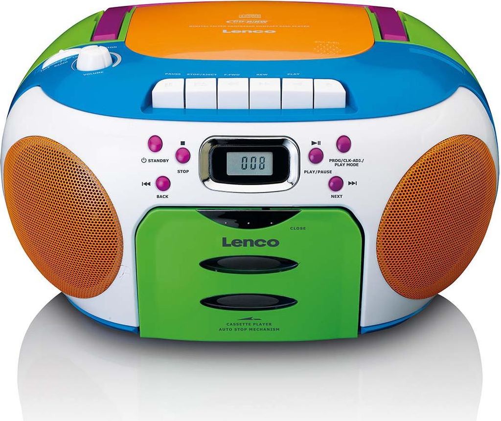 Lenco SCD-971 - Tragbares FM-Radio mit CD-Player und Kassettendeck - Kopfhöreranschluß - Kinderradio - Bunt