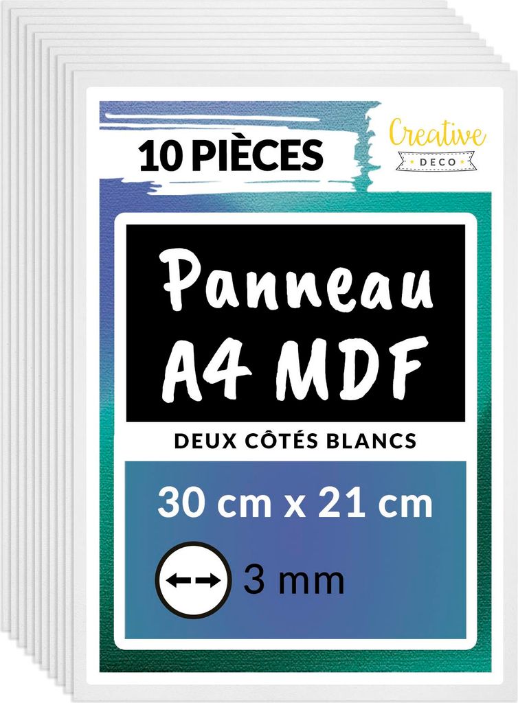 Creative Deco 10 x A4 MDF Panneau Blanc Double Face 300 x Image du produit 