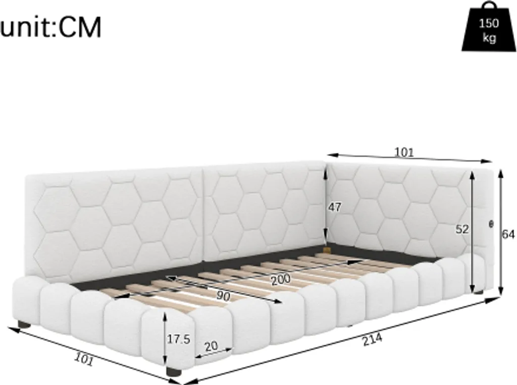 Lit banquette blanc avec chargeur USB pour optimiser les petits espaces
