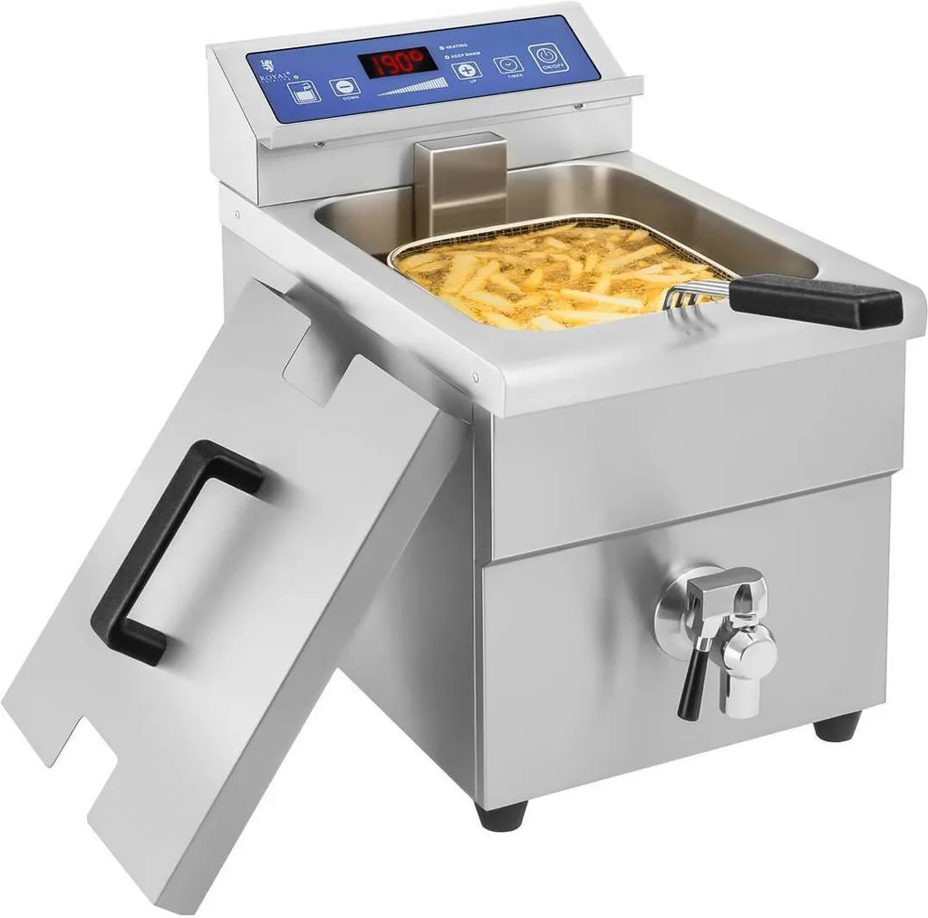 Friteuse à induction 10L chauffe rapide avec vanne de vidange en inox