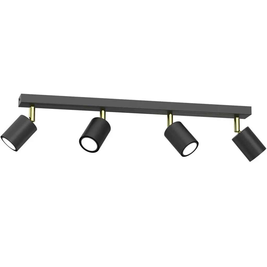 Plafonnier 4 Spots Orientables Striper Noir et Doré 4xGU10 8W Luminex