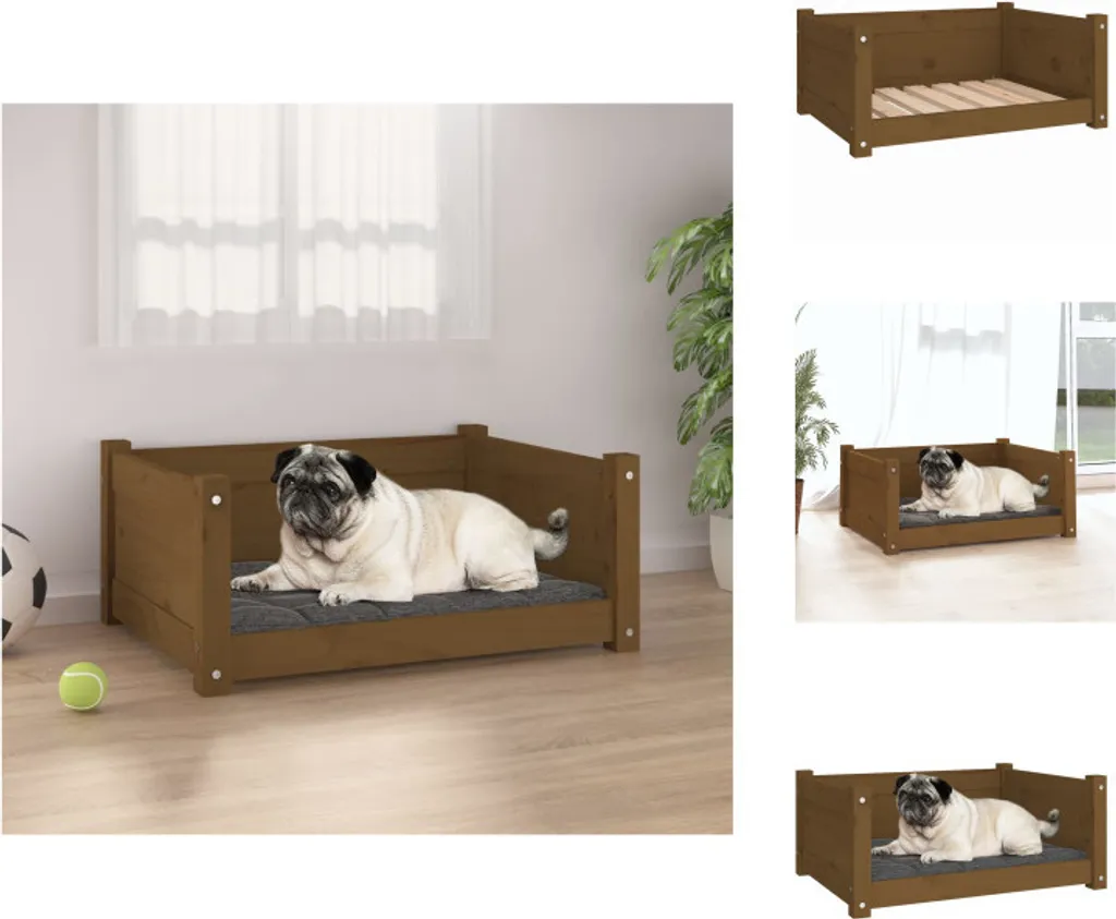 Letto Cani vidaXL Legno Pino 65x50x28 cm - Design Marrone Miele