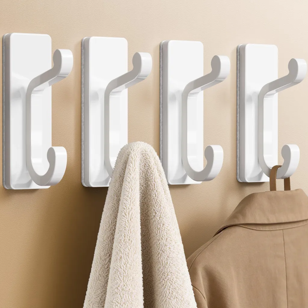 Crochet mural sans perçage blanc lot de 4 pour ranger sans abîmer