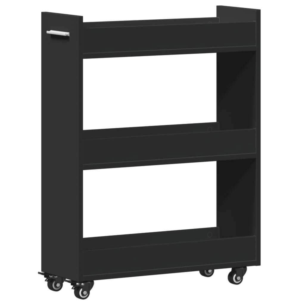 vidaXL Armadio con rotelle Nero 60x22x79 cm Materiale a Immagine del prodotto 