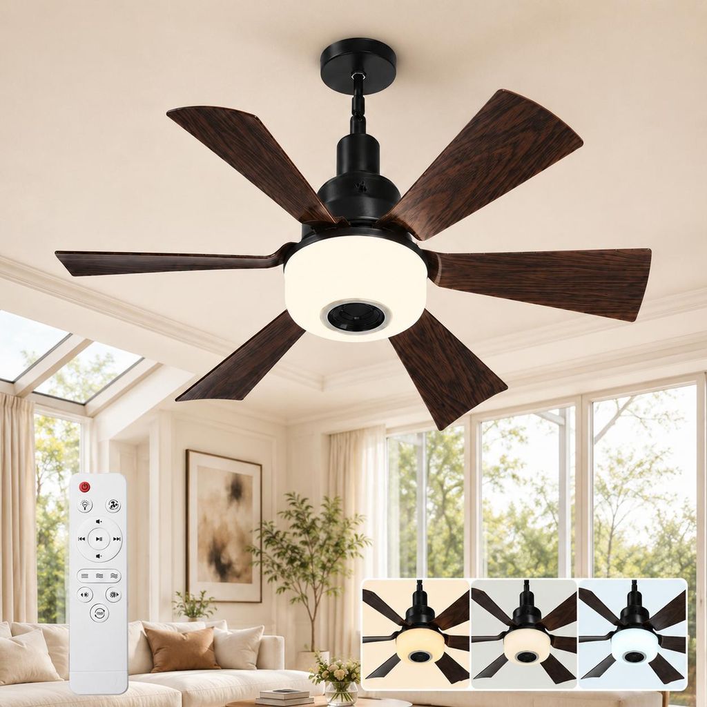 E27 Deckenventilator mit Beleuchtung Fernbedienung, Leise Produktbild 