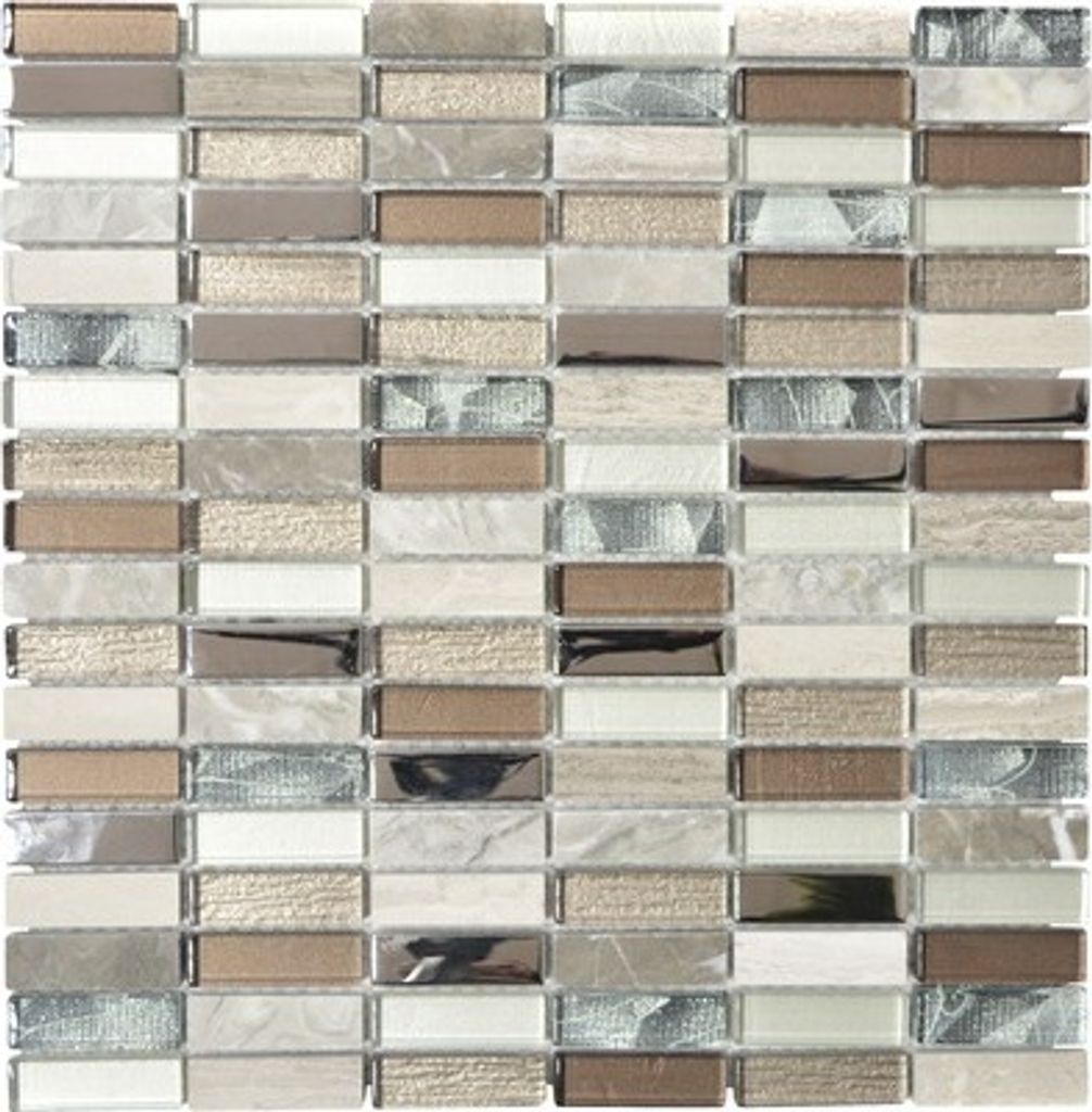 Glasmosaik XCM SM68 mix beige/braun 29,8x30,4 cm