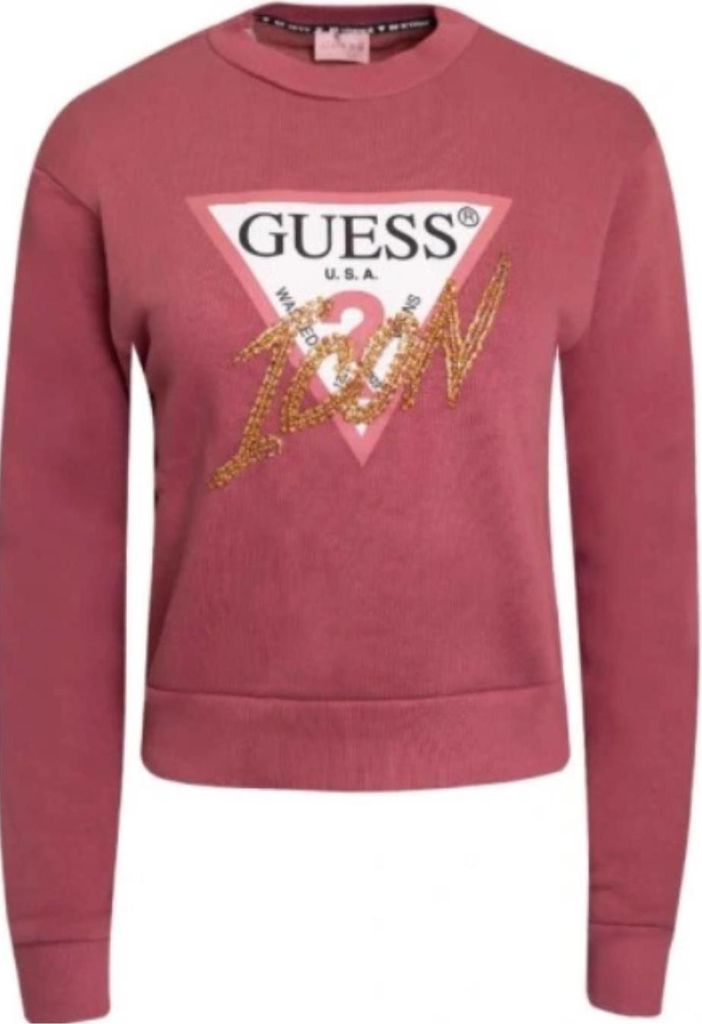 GUESS Damen Sweatshirt Größe XS Rot Baumwolle Iconsweat Warmes Pullover Langarm