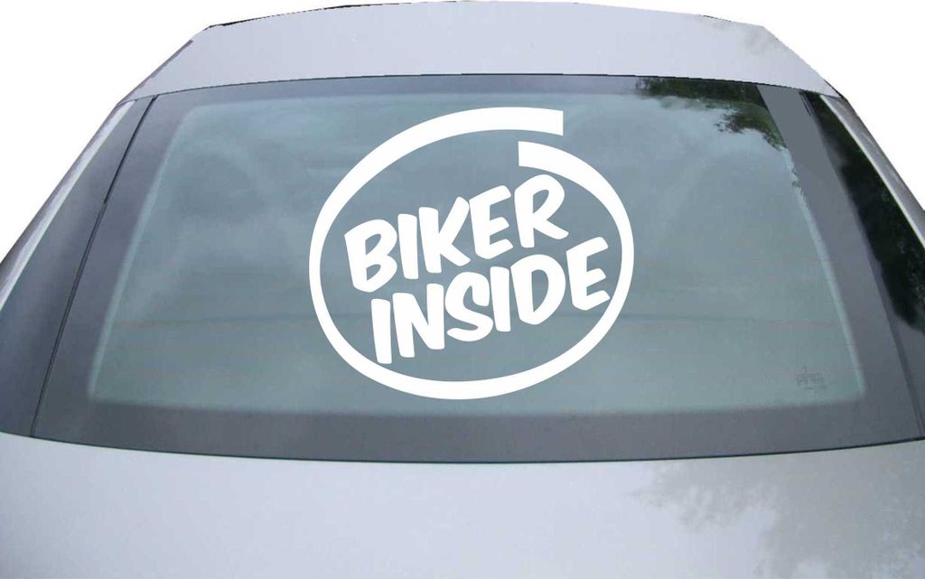 Indigos UG - Aufkleber Heckscheibe & Motorklappe DE6999 - weiß - 600x540 mm - Biker inside - Auto Scheiben Fenster Heckklappe Tuning Racing JDM - ...