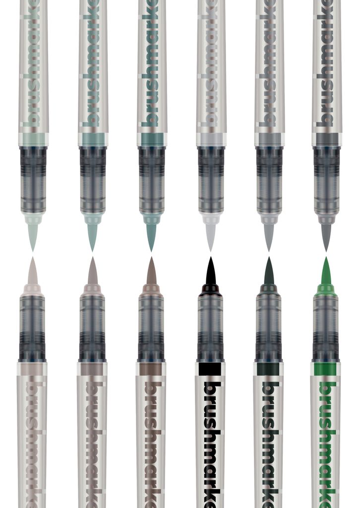 Karin Brushmarker Set Grau 12 Stück professionelle Brushpens