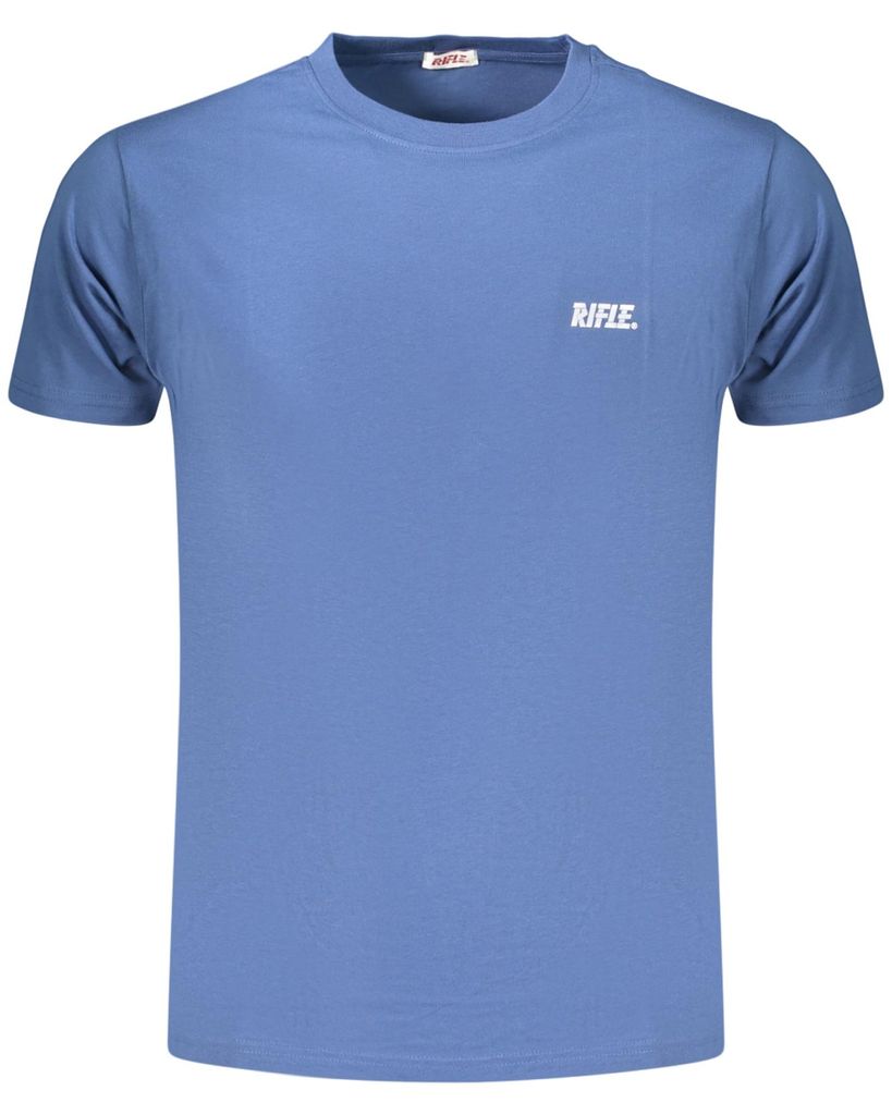 Herren Kurzarm T-Shirt Blau mit Logo & Print - Rundhalsausschnitt