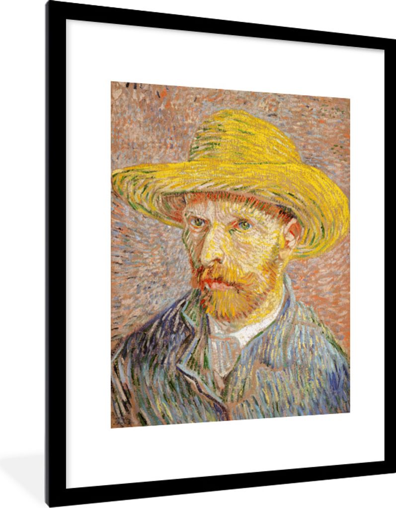 MuchoWow MuchoWow Gerahmtes Poster Selbstporträt - Vincent van Gogh 60x80 cm - Poster mit zchwarzem Bilderrahmen - Wohnzimmer - Dekorationen -...