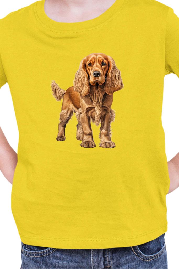 Kinder T-Shirt Dogs Breeds Cocker Spaniel Dog Breed 005, 5-6 Jahr - 116 / Gelb