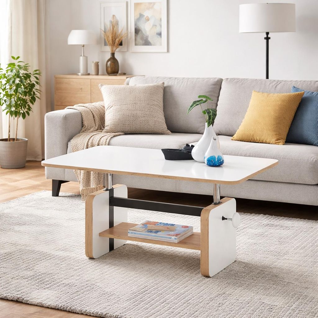 Couchtisch Astana höhenverstellbar weiß 110 x 65