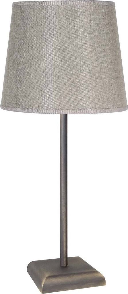 Tischlampe Echt-Messing Stoff E27 rund D: 20 cm 45 cm in Bronze matt Beige Klassisch Nachttischleuchte