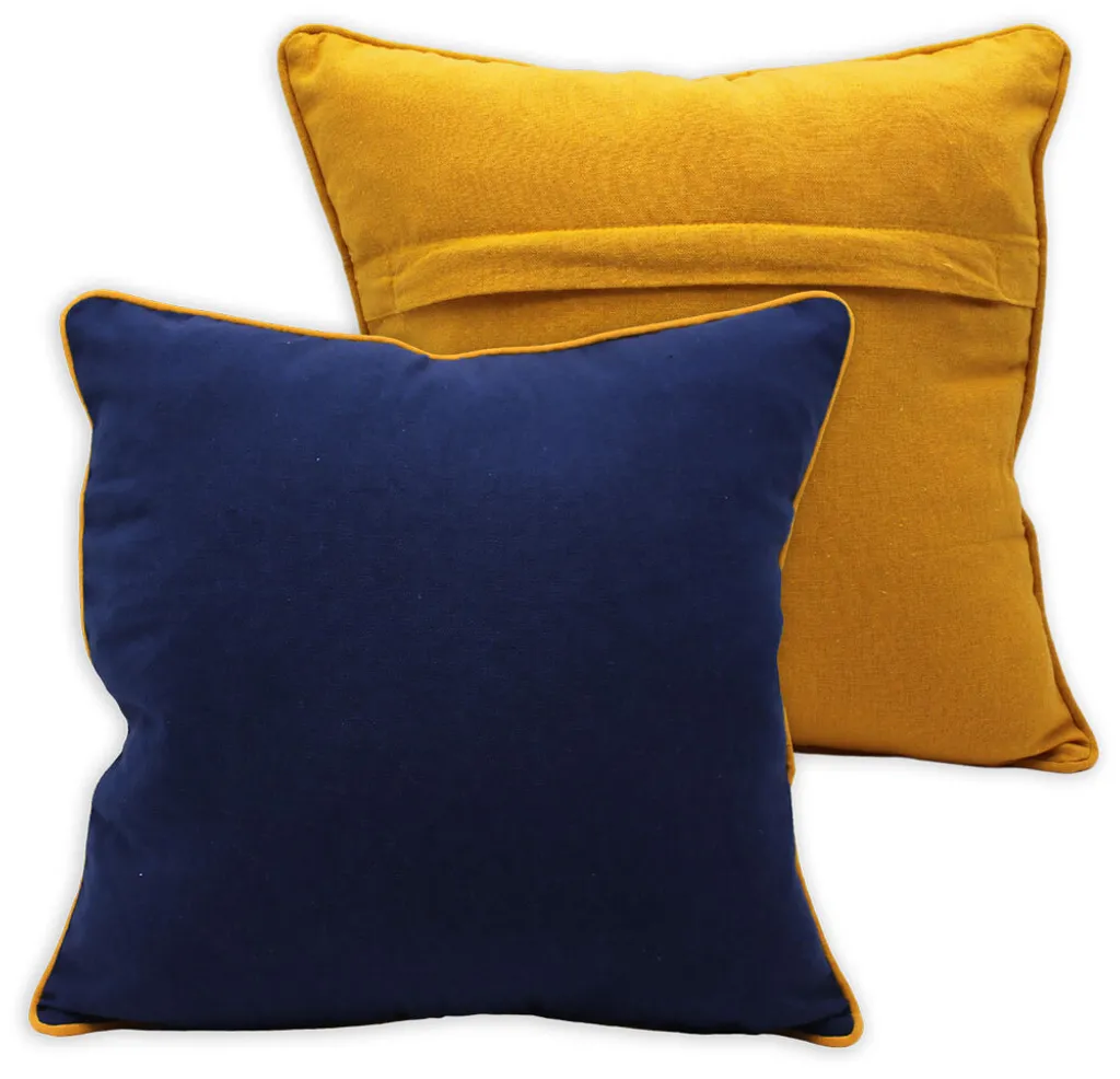 Linge de lit : Taie d'oreiller bicolore Home Elements bleu et jaune