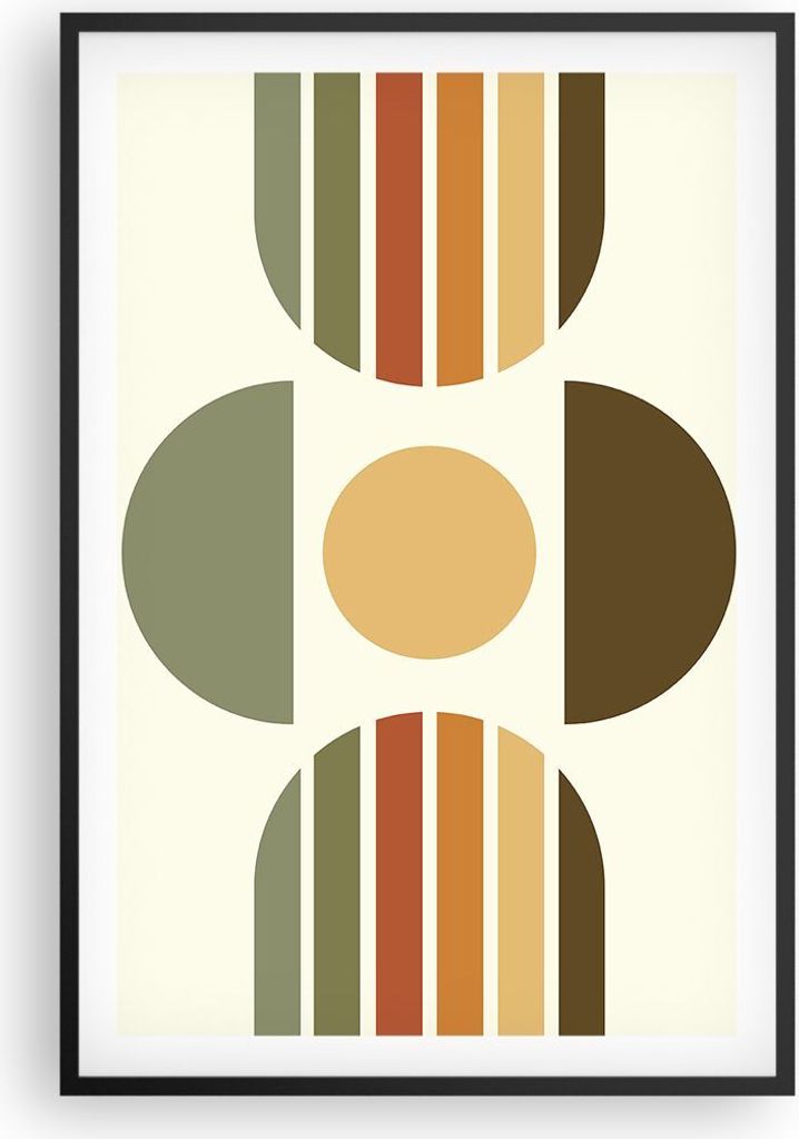 Gerahmtes Poster - Schwarzer Rahmen - Modern gemustert minimalistisch - 61x91,5 cm - Wand Bild - Wanddeko - Wandbilder - Kunstposter - Wandposter -...