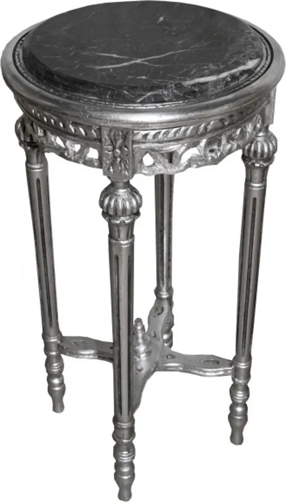Petite table baroque argentée ModY 13 - Style antique chic 73 cm