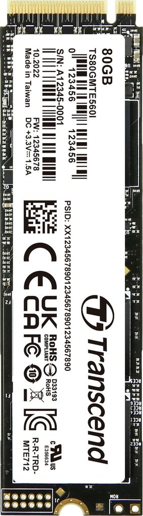 Transcend MTE560I M.2 80 GB PCI Express 4.0 NVMe 3D NAND (TS80GMTE560I)