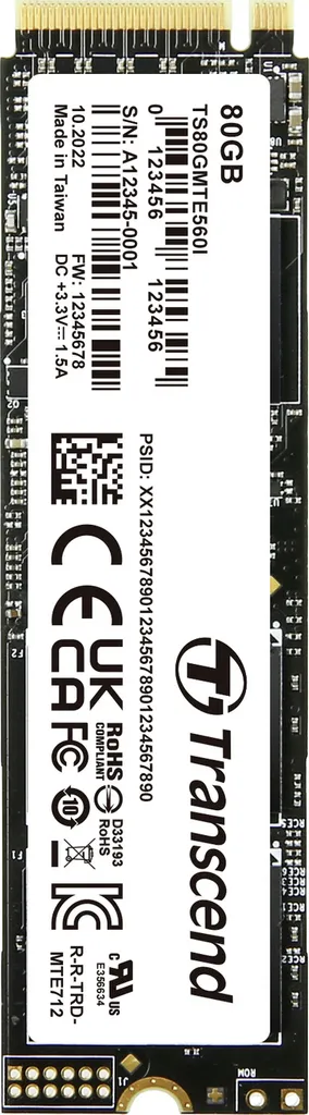 SSD 80 Go Transcend MTE560I M.2 NVMe pour Booster le Système d'Exploitation