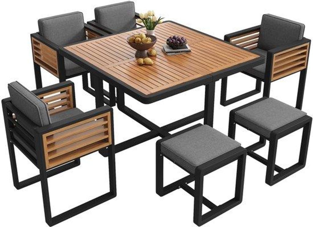 Holzgarnitur 6 Stühle Tisch Balkon Produktbild 