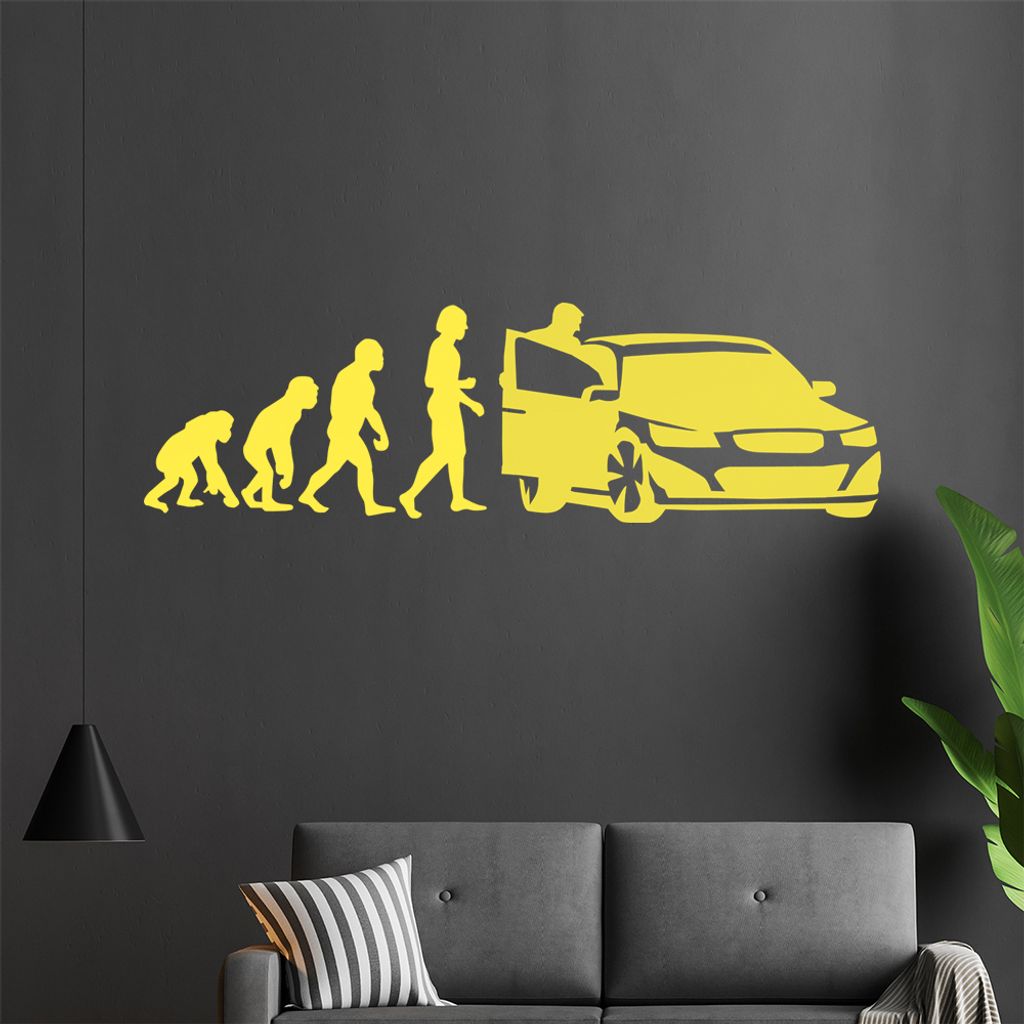 KIWISTAR Evolution - Menschheit Auto Biologie Wandtattoo in 6 Größen - Wandaufkleber Wall Sticker - Dekoration, Küche, Wohnzimmer, Schlafzimmer,...