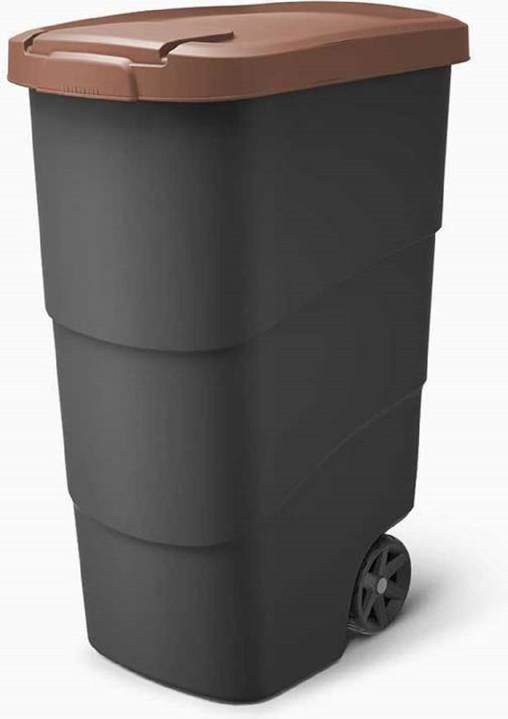 Prosperplast Wheeler 90 l antracite con coperchio marrone Immagine del prodotto 