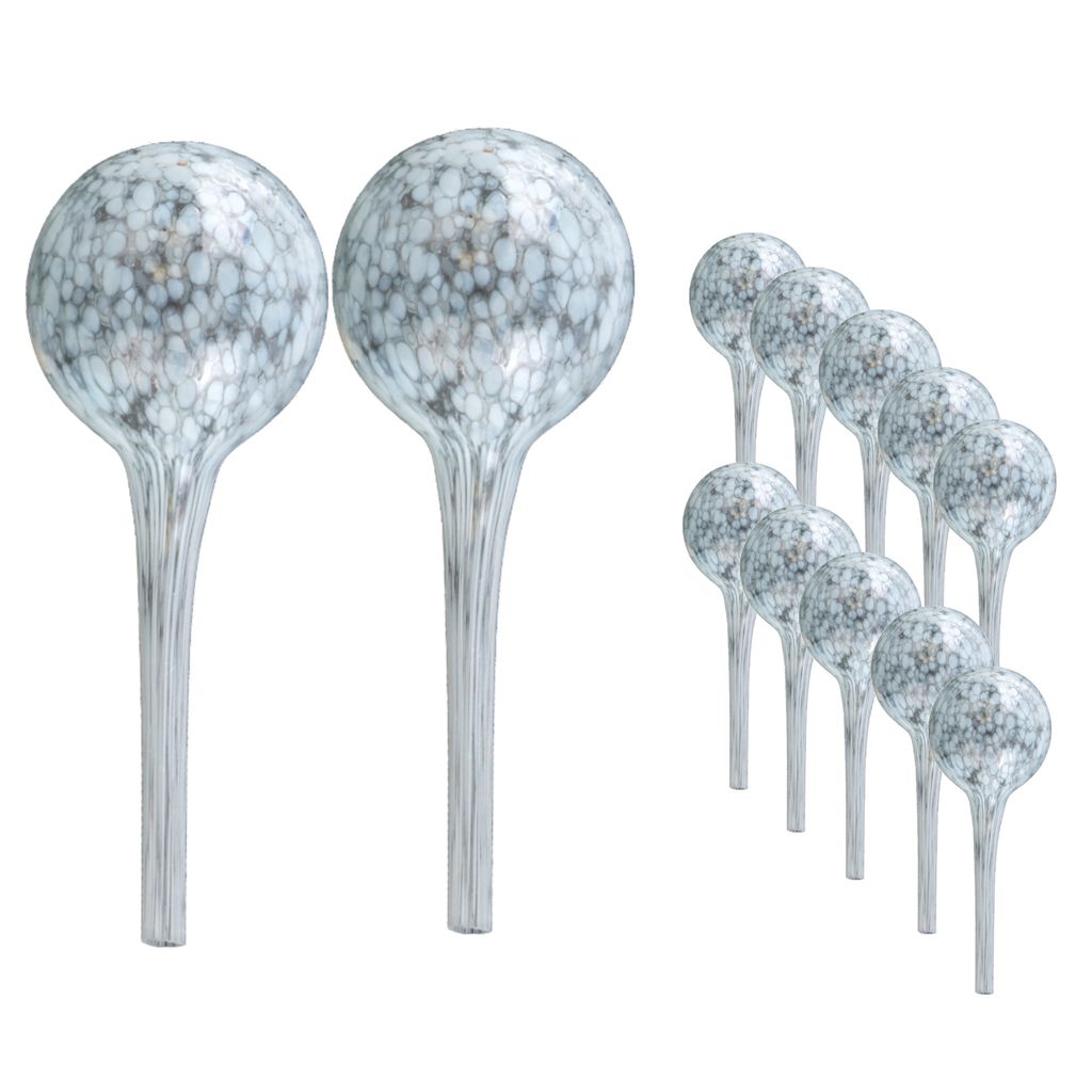 Wasserspender 12 Stück Set aus Glas für Topfpflanzen, Kugel, rund Ø 6 cm Farbe Weiß 100 ml modern, häusliche Bedingungen, für töpfe, für bl...