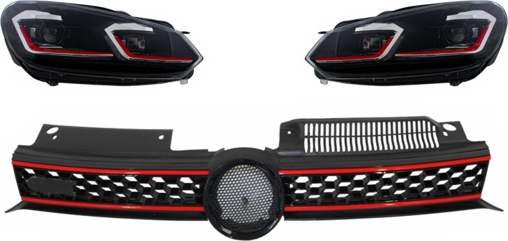 Gitter für VW Golf 6 VI 2008-2012 LED Scheinwerfer Dynamisch Drehen Lichter GTI Look