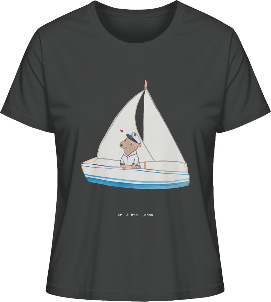 Mr. & Mrs. Panda Baumwoll T-Shirt Damen Bär Segeln Größe S - Anthrazit - Geschenk, Jersey Shirt, Basic, Oberteil, Segelschule, Yachtclub, Segelt...