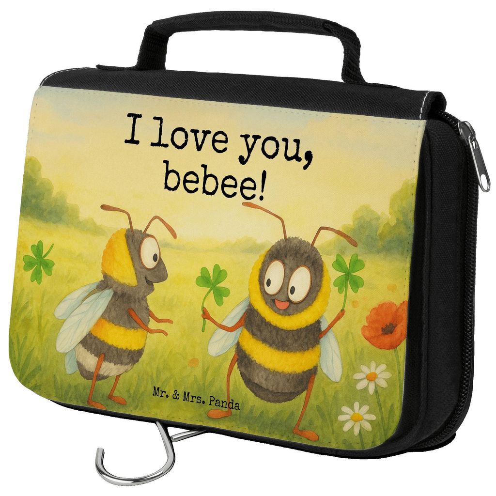 Mr. & Mrs. Panda kosmetiktäschchen Bienen Paar Design - Weiß - Geschenk, Valentinstag, beauty case, Kulturtasche, Hochzeitstag, Schminktasche, Fr...