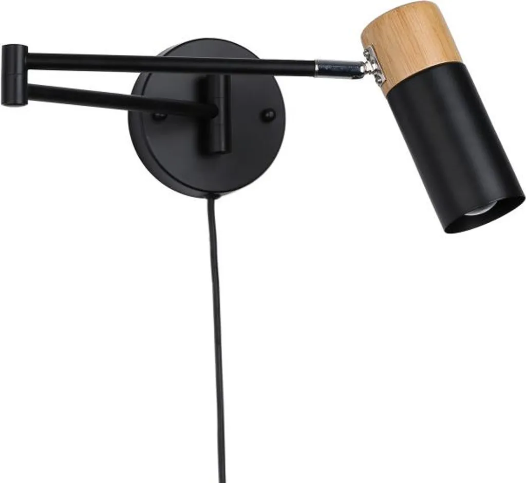 Applique murale moderne bras pivotant aluminium blanc et bois naturel