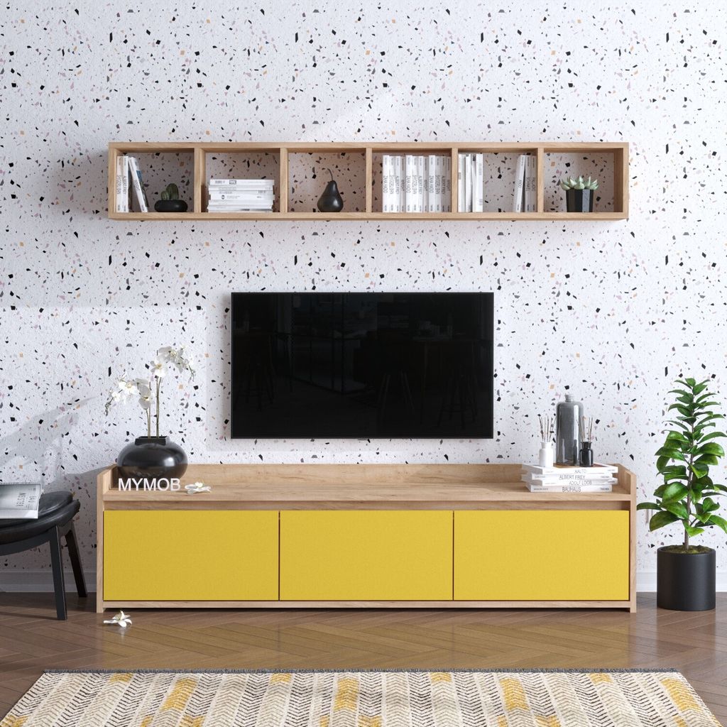 Skye Decor, AVAN, TV-Schränke, Eiche, Melamin-Spanplatte, 150 x 45 x 35 cm