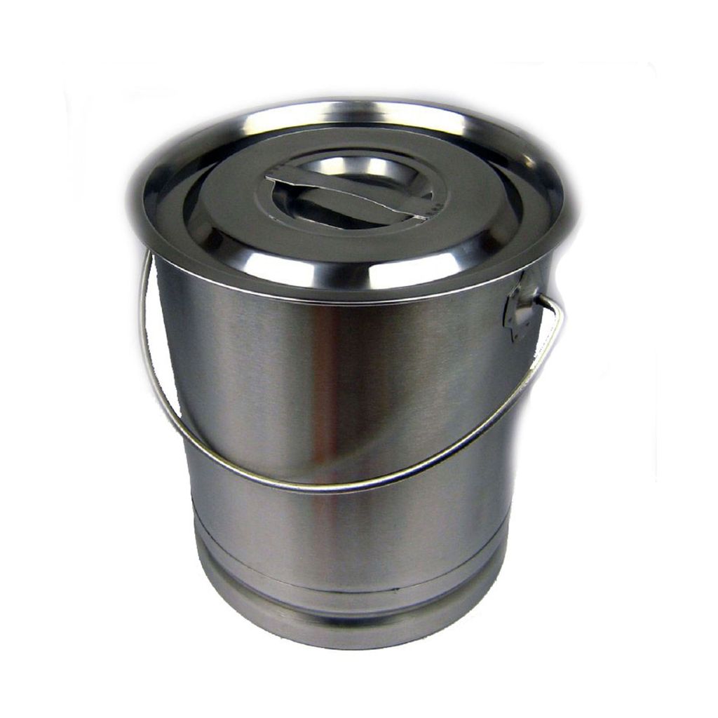 AcMax Eimer Kücheneimer Futtereimer Milcheimer Sektkühler Edelstahl 8 Liter Deckel BK3020A + Skala