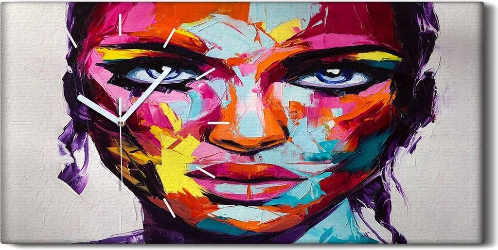 Wohnzimmer-Bild Leinwand Uhr Geräuschlos 60x30 Malerei Abstrakte Frauen Kunst - weiße Hände