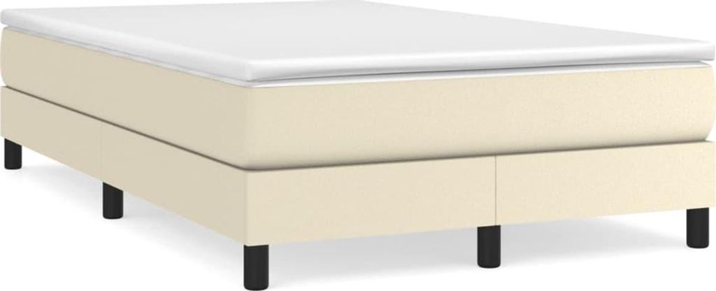 vidaXL Boxspringbett mit Matratze Creme 120x200 cm Kunstleder