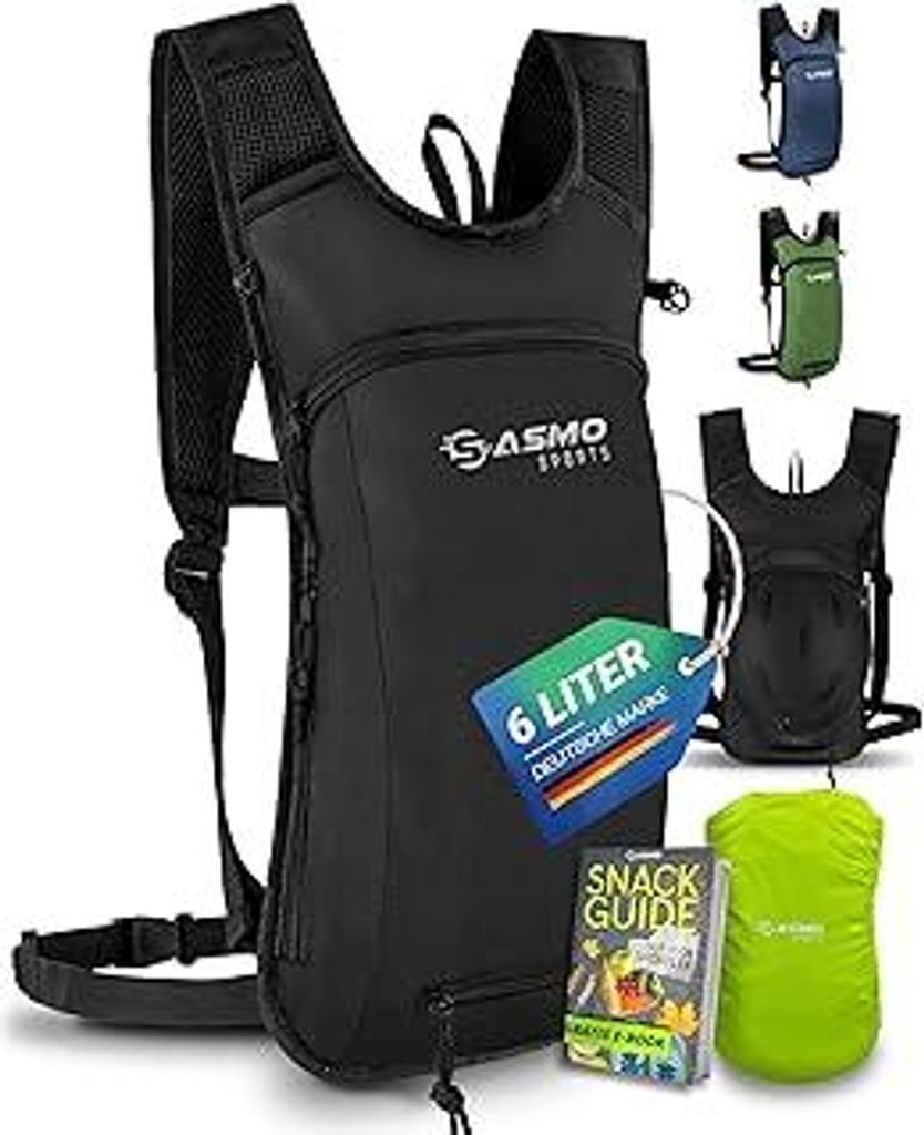 SASMOFahrradrucksack & Skirucksack klein 6L - Thermofach & Helmnetz | MTB Rucksack - Ultraleicht 350g | Fahrrad Rucksack - inkl. Regenschutz | Fahr...