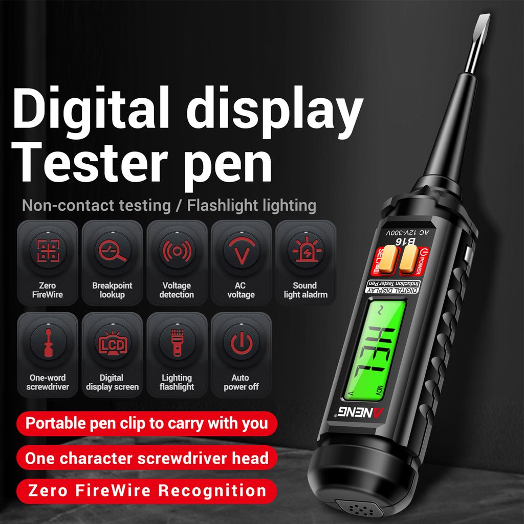 Cyfrowy tester napięcia 12 V-300 V, tester bezdotykowy, Zdjęcie produktu 9