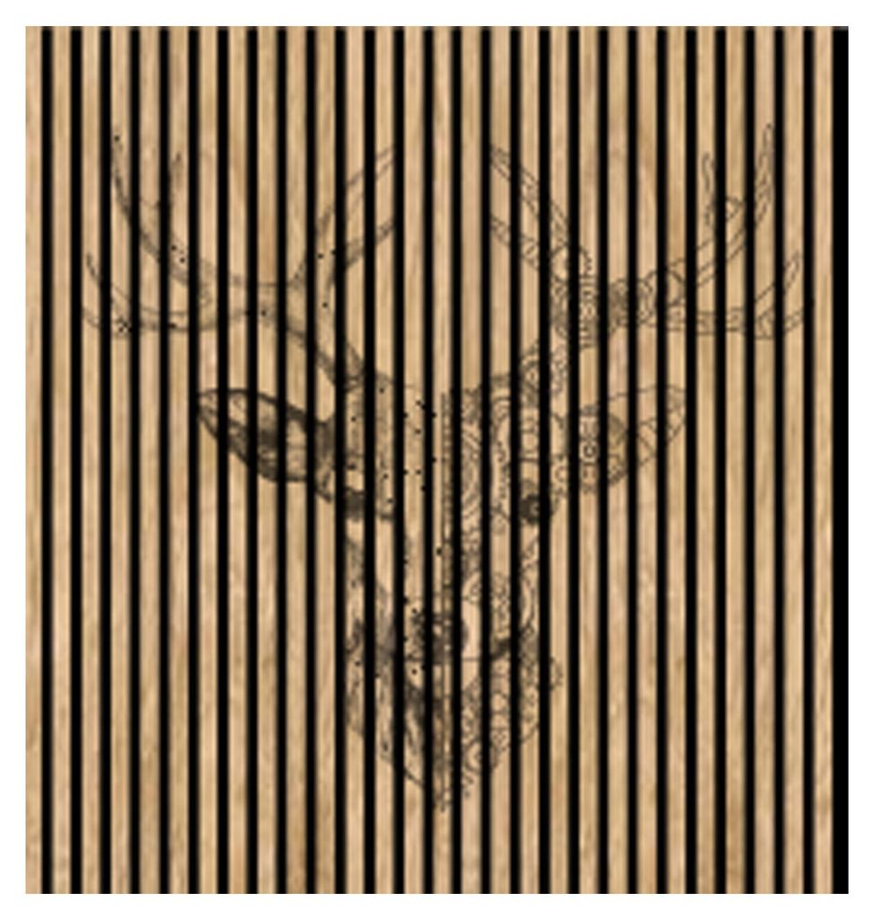 Akustikpaneele mit Digitaldruck Deer01 19 x 1133 x 1195 mm Elch Zeichnung MDF PET-Fasern Wandpaneele Braun Schwarz 2 Einzelplatten