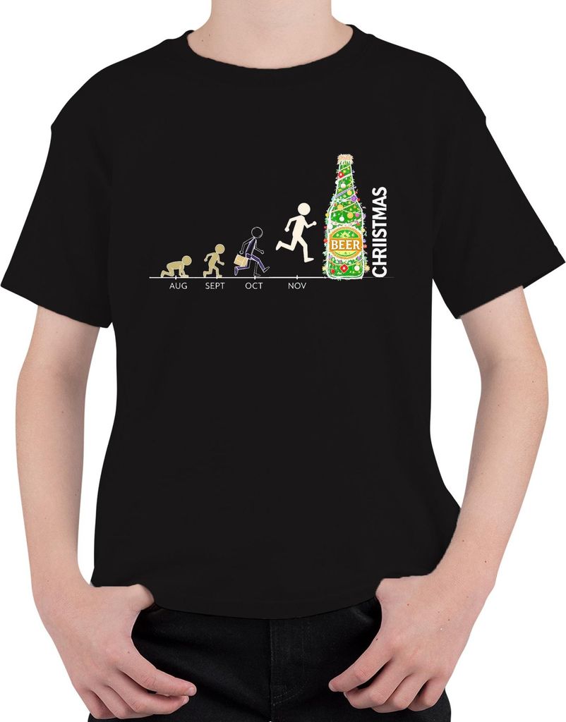 Weihnachten BEER Weihnachtsbier Bier Countdown Weihnachtsbaum Lus Uni Kinder T-Shirt, Schwarz, 116