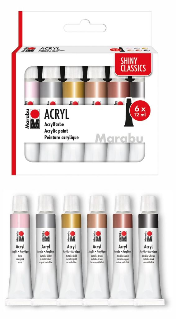 Marabu 1210000000212 Marabu Acrylverfset SHINY CLASSICS, 6 Productafbeelding 