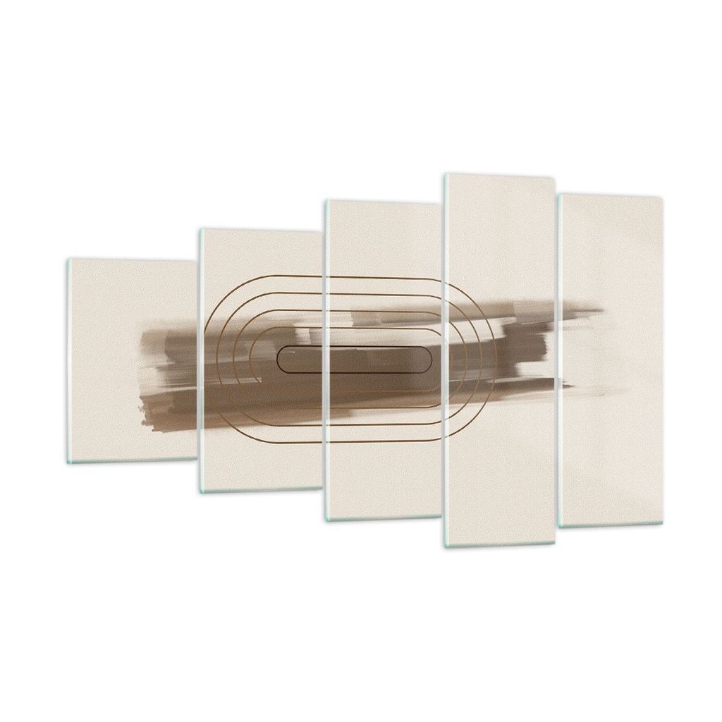 Bilder auf glas - 5 Teile - Abstraktion Oval Braun - 100x60cm - Glasbilder - Wandbilder - Bilder - zum Aufhängen bereit - Wanddekoration aus Glas ...