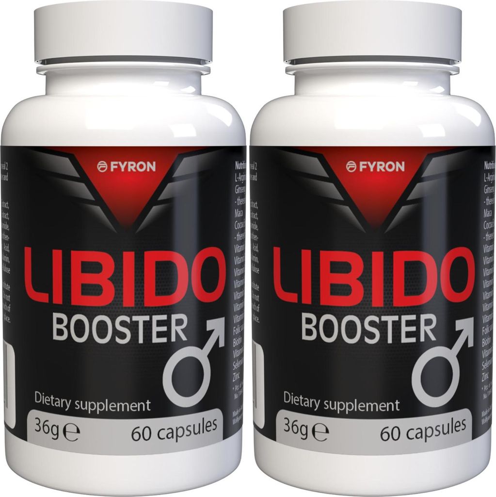 Libido Booster - 120 Kapseln (2x60) hochdosiert - L-Arginin, Zink, Selen, Maca & Ginseng - Original Schweizer Rezept - Vegan & Pflanzlich - 2er Pack