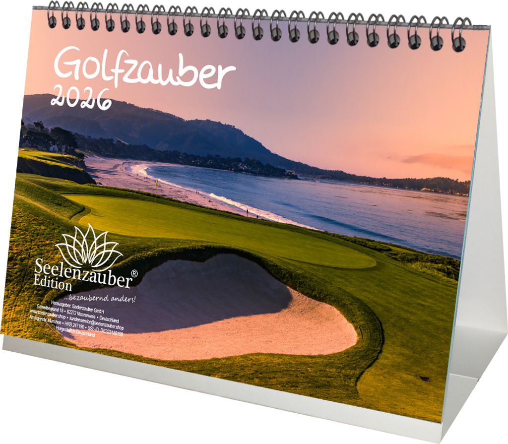 Golfzauber DIN A5 Tischkalender für 2026 Golf und golfen - Seelenzauber