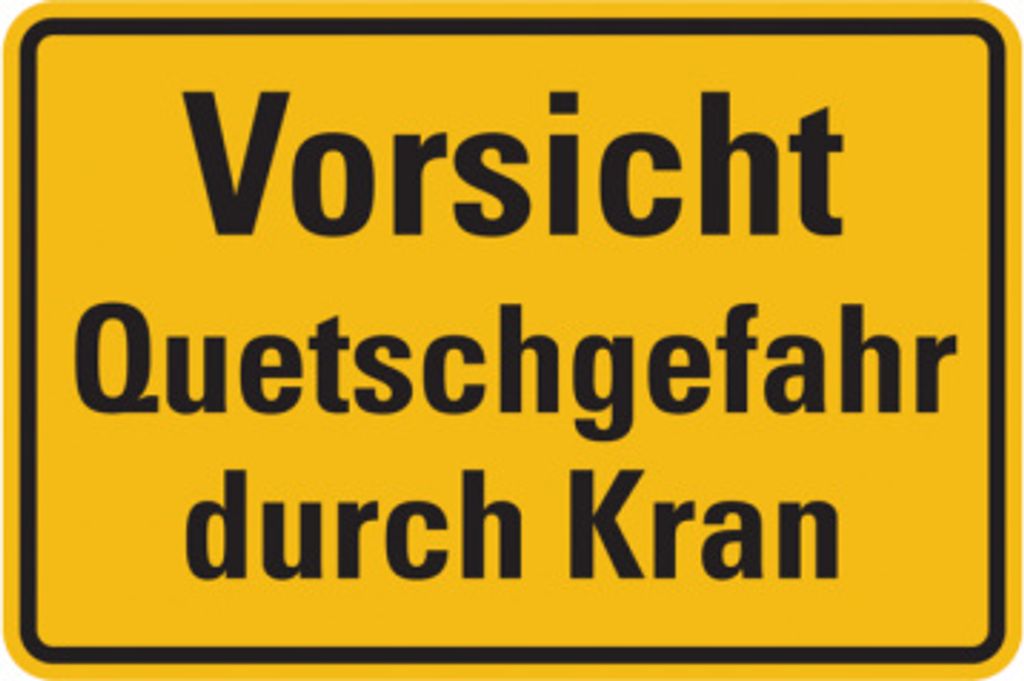Dreifke Hinweisschild, Quetschgefahr durch Kran, 200x300mm, Alu geprägt, Alu...